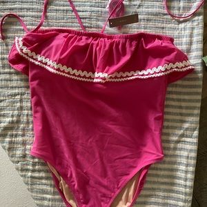 NEW J.Crew One Piece Swimsuit w/Ruffle+Ribbon Trim